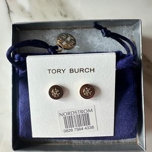 Tory Burch Jewelry Kira Enamel Circle Stud Earrings Tory Gold / Burgundy Multi